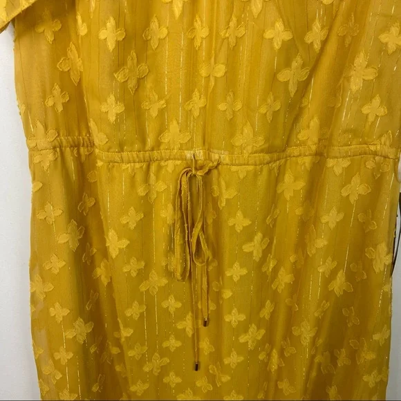 NWT Nordstrom Julia Jordan Size 12 Mustard Yellow Jacquard Midi Dress New W Tags - Picture 8 of 16
